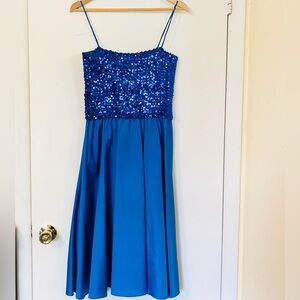 Vintage 80s Susan Roselli Vijack Glam Sequin Party Dance Dress Royal Blue 14 EUC